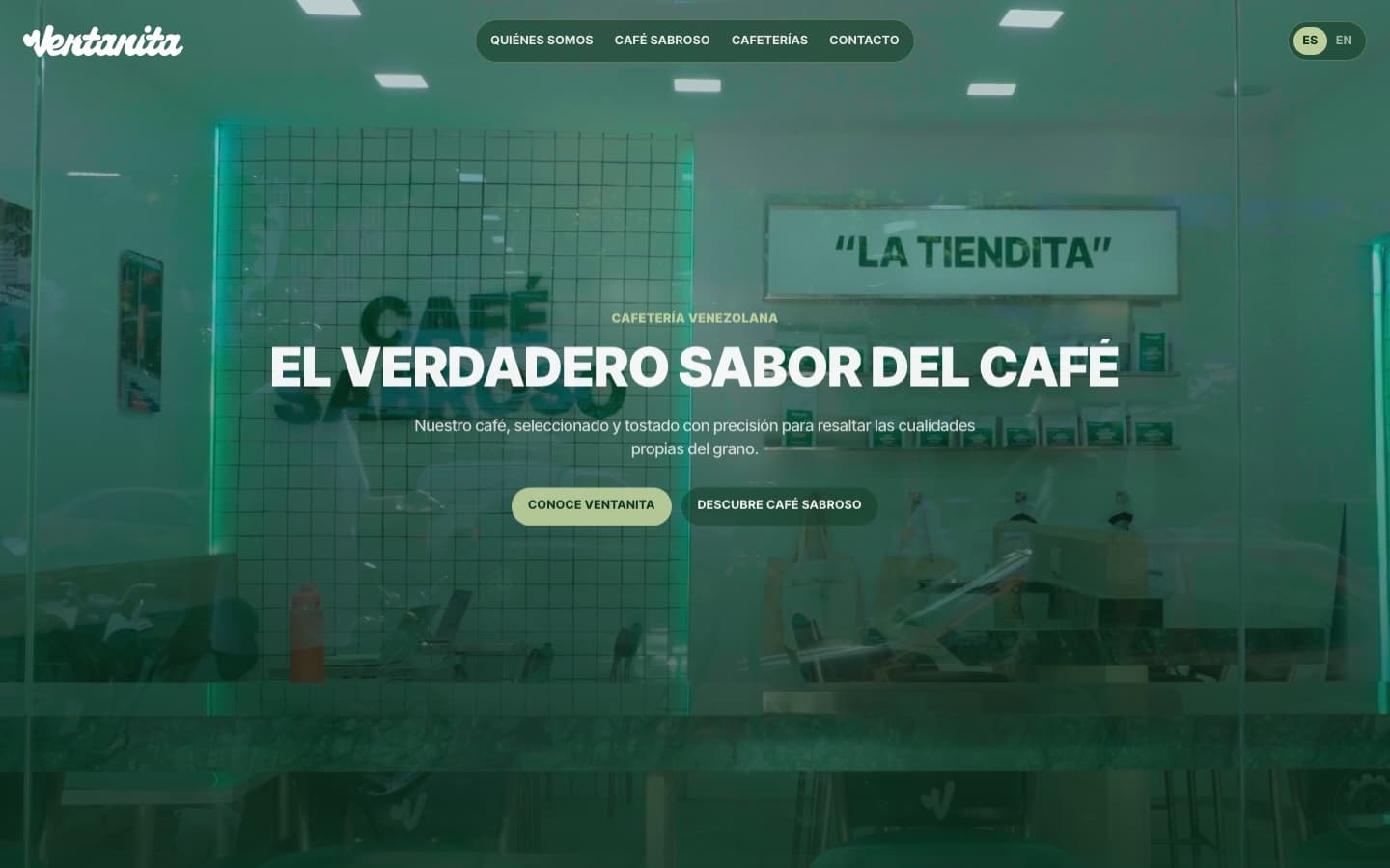Página principal del sitio web de Ventanita Café